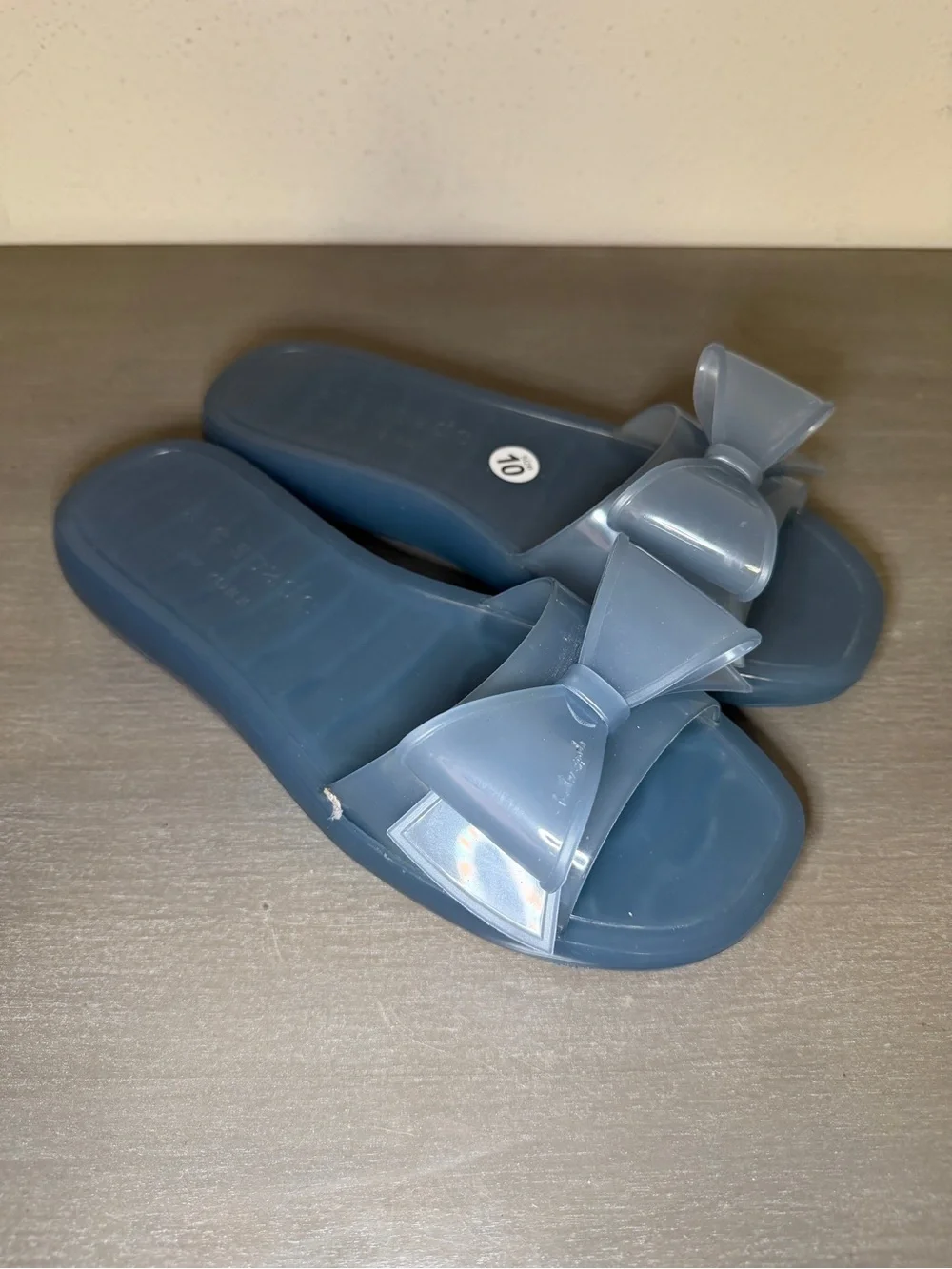 Kate Spade Tie The Knot Jelly Sandals Blue Bow Summer Flip Flops Womens Size 10